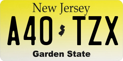 NJ license plate A40TZX
