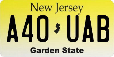 NJ license plate A40UAB