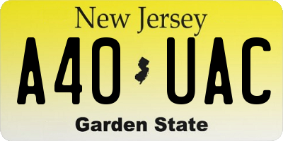 NJ license plate A40UAC
