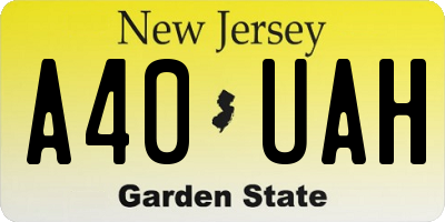 NJ license plate A40UAH