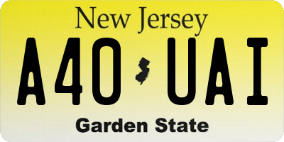 NJ license plate A40UAI