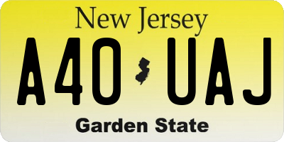 NJ license plate A40UAJ