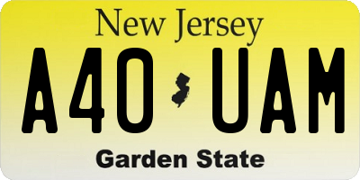 NJ license plate A40UAM
