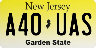 NJ license plate A40UAS
