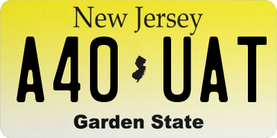 NJ license plate A40UAT