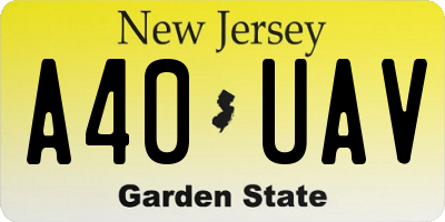 NJ license plate A40UAV
