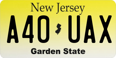NJ license plate A40UAX
