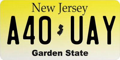 NJ license plate A40UAY