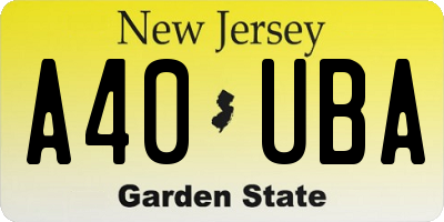NJ license plate A40UBA