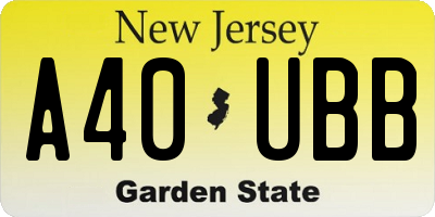 NJ license plate A40UBB