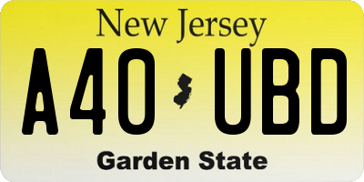 NJ license plate A40UBD