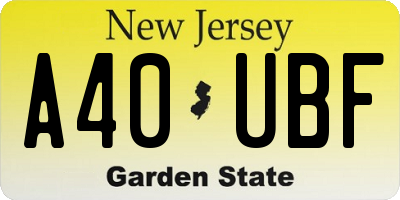 NJ license plate A40UBF