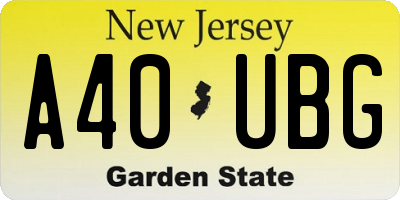NJ license plate A40UBG