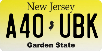 NJ license plate A40UBK