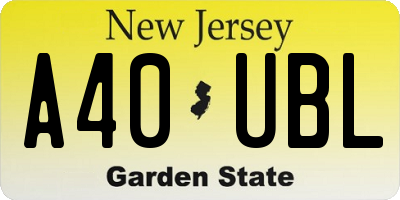 NJ license plate A40UBL