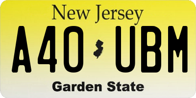 NJ license plate A40UBM
