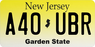 NJ license plate A40UBR