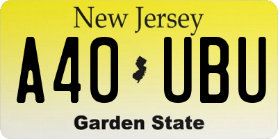 NJ license plate A40UBU