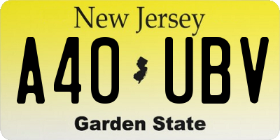 NJ license plate A40UBV