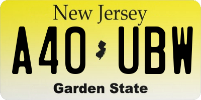 NJ license plate A40UBW