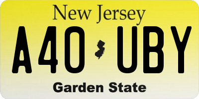 NJ license plate A40UBY