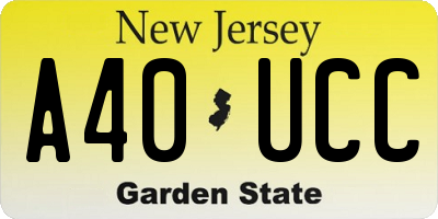 NJ license plate A40UCC