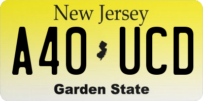 NJ license plate A40UCD