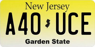 NJ license plate A40UCE