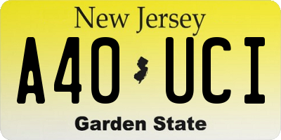 NJ license plate A40UCI