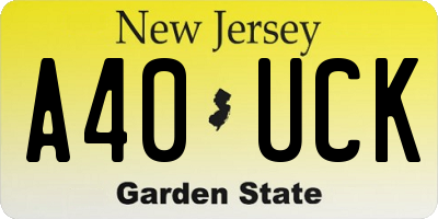 NJ license plate A40UCK