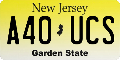NJ license plate A40UCS