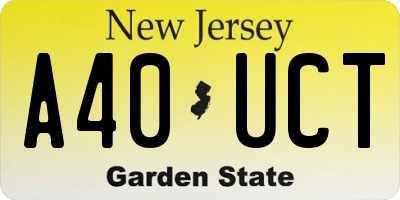 NJ license plate A40UCT