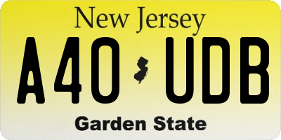 NJ license plate A40UDB