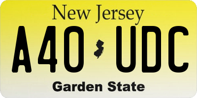 NJ license plate A40UDC