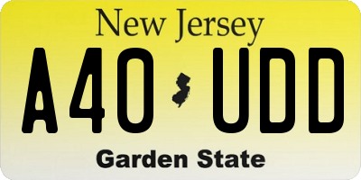 NJ license plate A40UDD