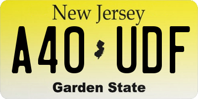 NJ license plate A40UDF
