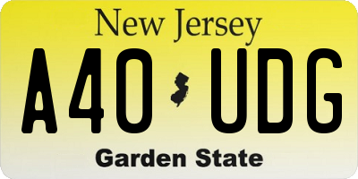 NJ license plate A40UDG