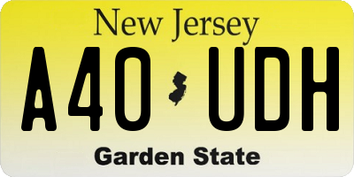 NJ license plate A40UDH