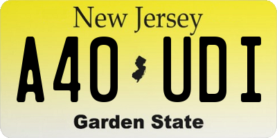 NJ license plate A40UDI