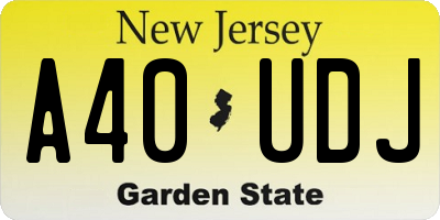 NJ license plate A40UDJ