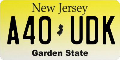 NJ license plate A40UDK