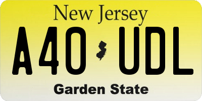 NJ license plate A40UDL