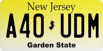 NJ license plate A40UDM