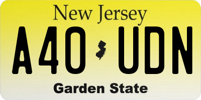 NJ license plate A40UDN