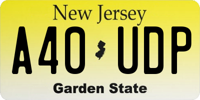 NJ license plate A40UDP