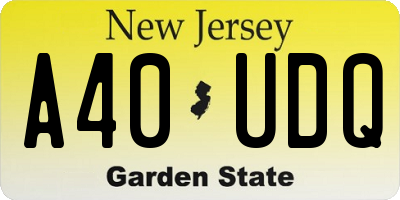 NJ license plate A40UDQ