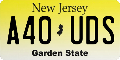 NJ license plate A40UDS