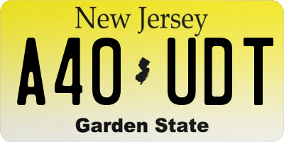 NJ license plate A40UDT