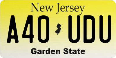 NJ license plate A40UDU