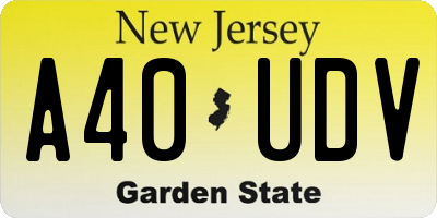 NJ license plate A40UDV